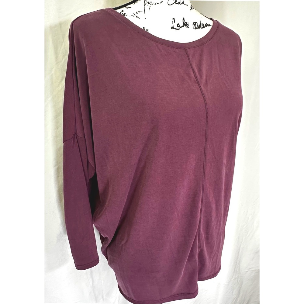 Ophelia Roe Relaxed 3/4 Sleeve Dolman Design Top Women's S Plum Drapey Style - Picture 3 of 8